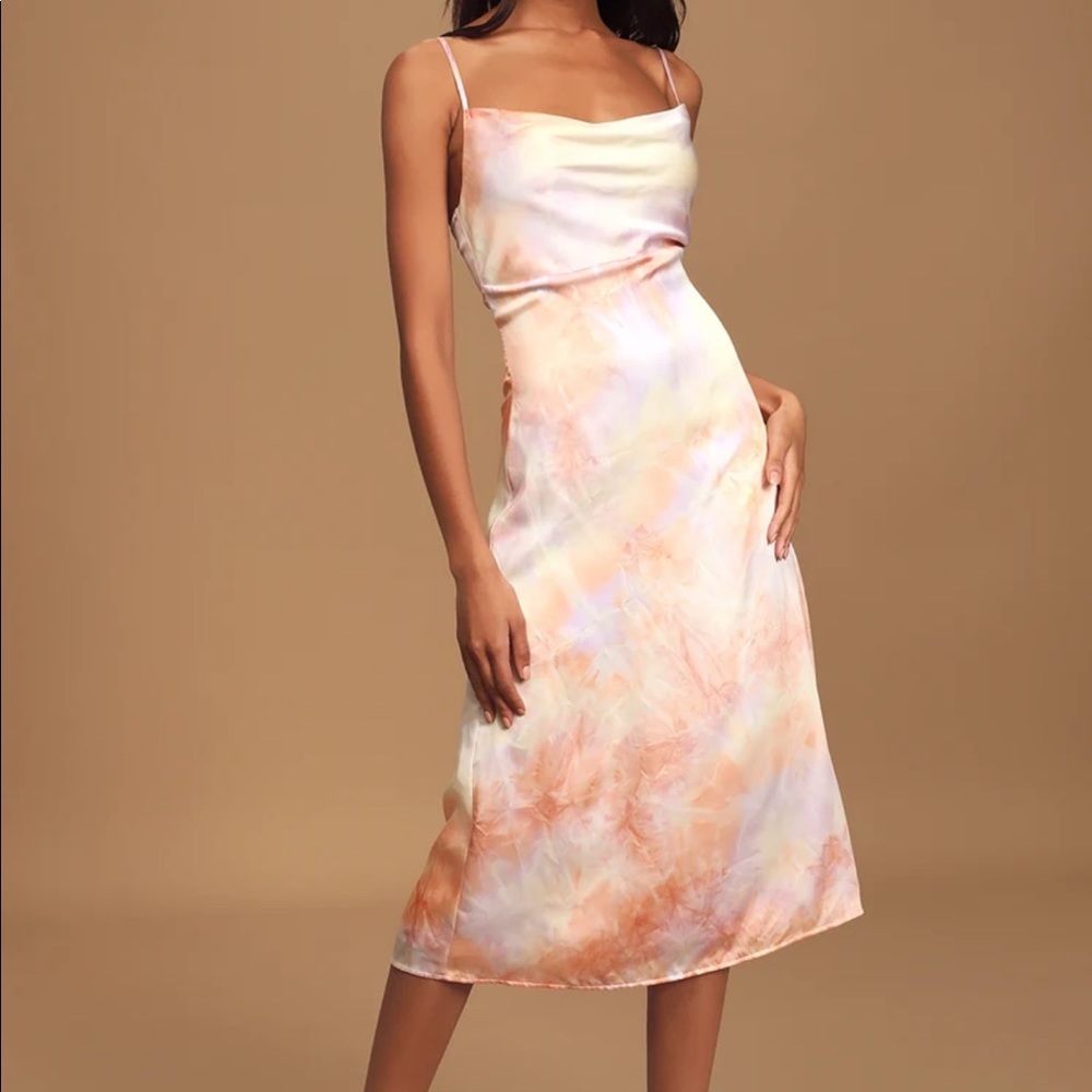 Lulus Tie Dye Midi Slip Dress NWOT